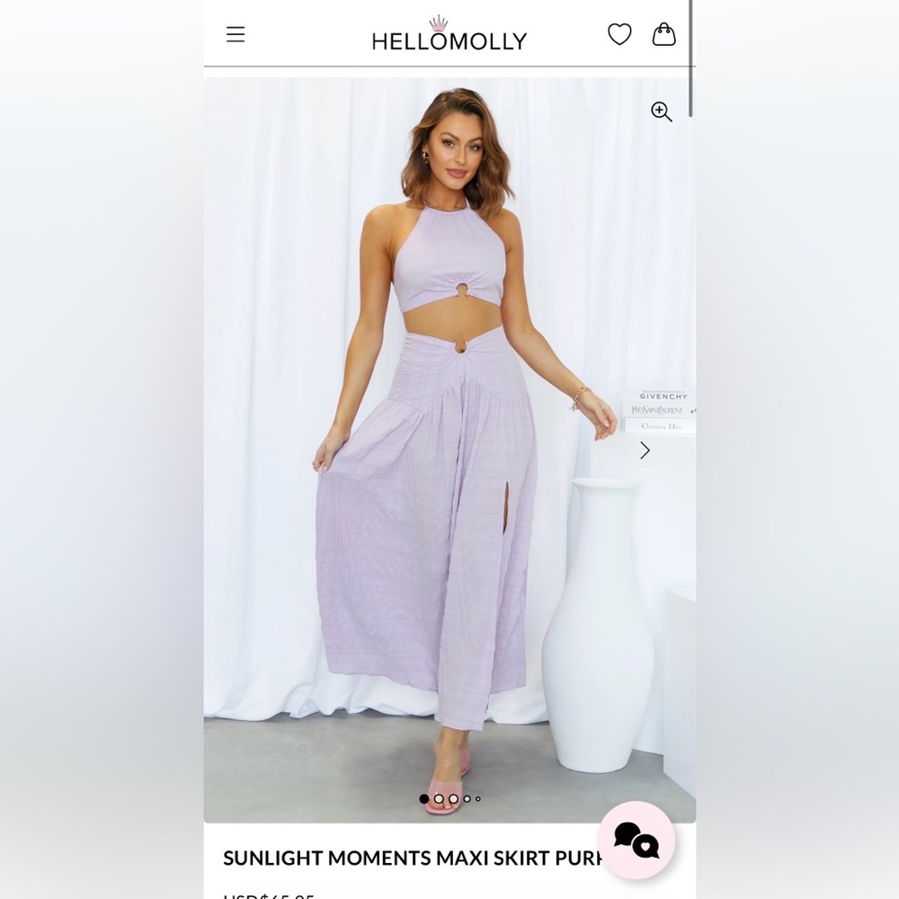 Hello Molly Lavender Two-Piece Maxi Skirt Set-NEW WITH TAGS